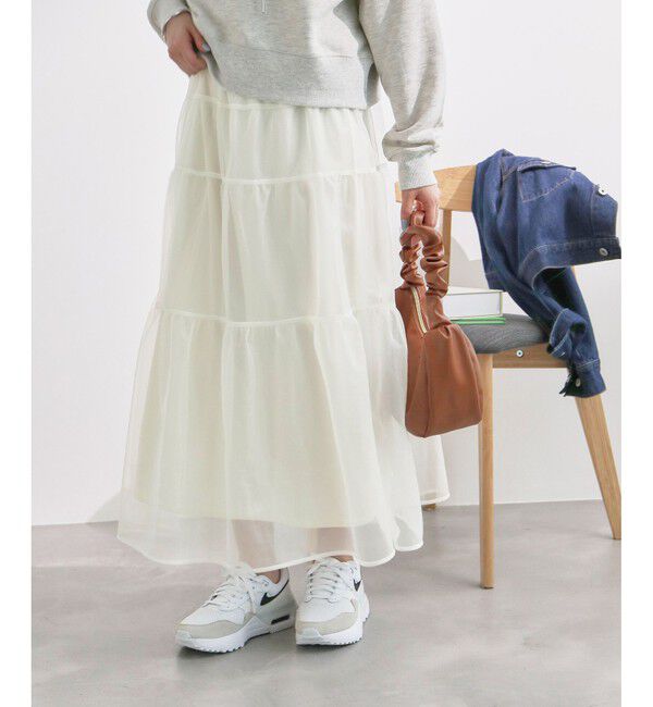 Rope&rsquo;Picnic「ティアードチュールスカート」|スカート|オフホワイト(15)