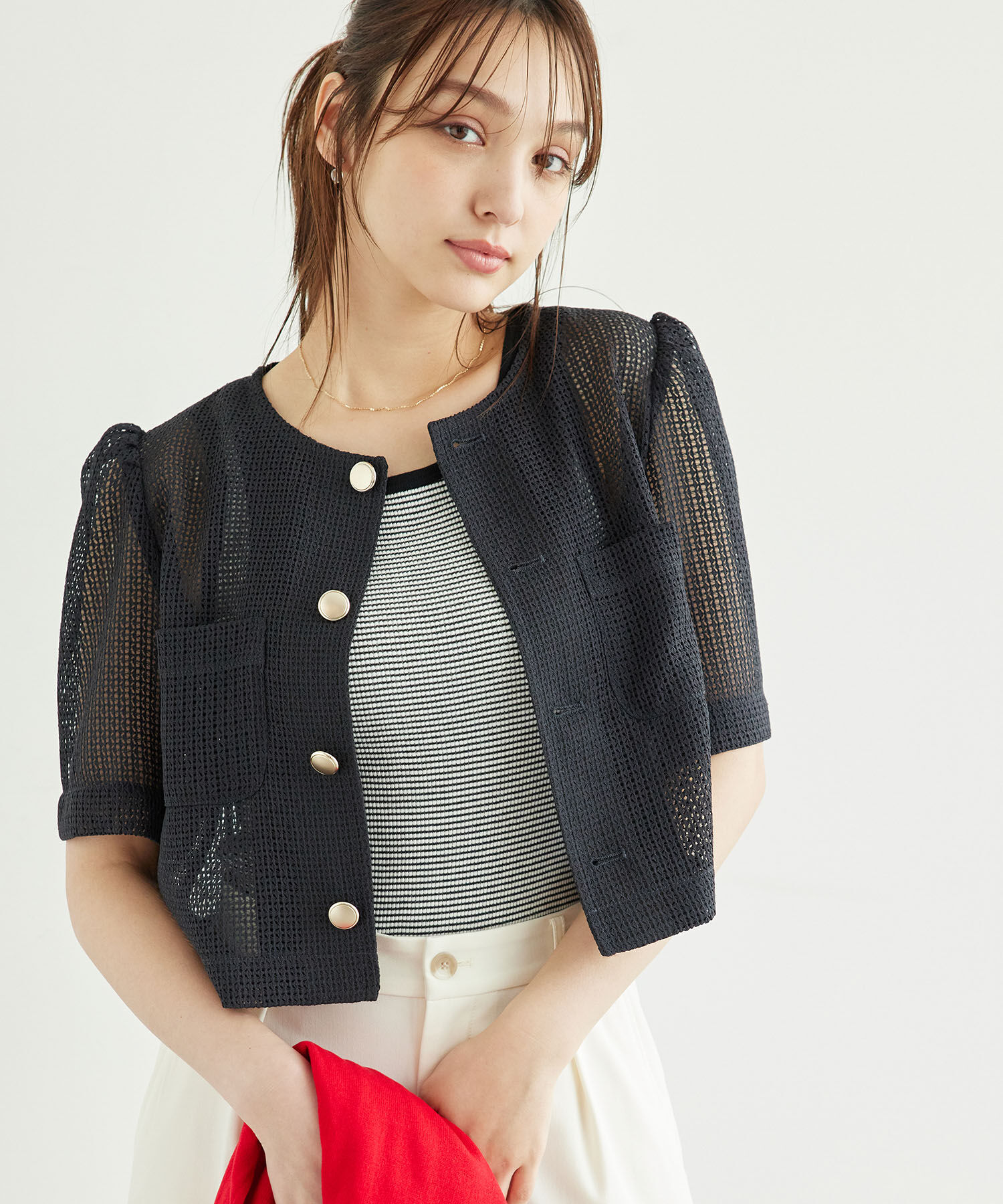 Rope&rsquo;Picnic「【ご好評につき追加生産】カーディジャケット」|ノーカラージャケット|