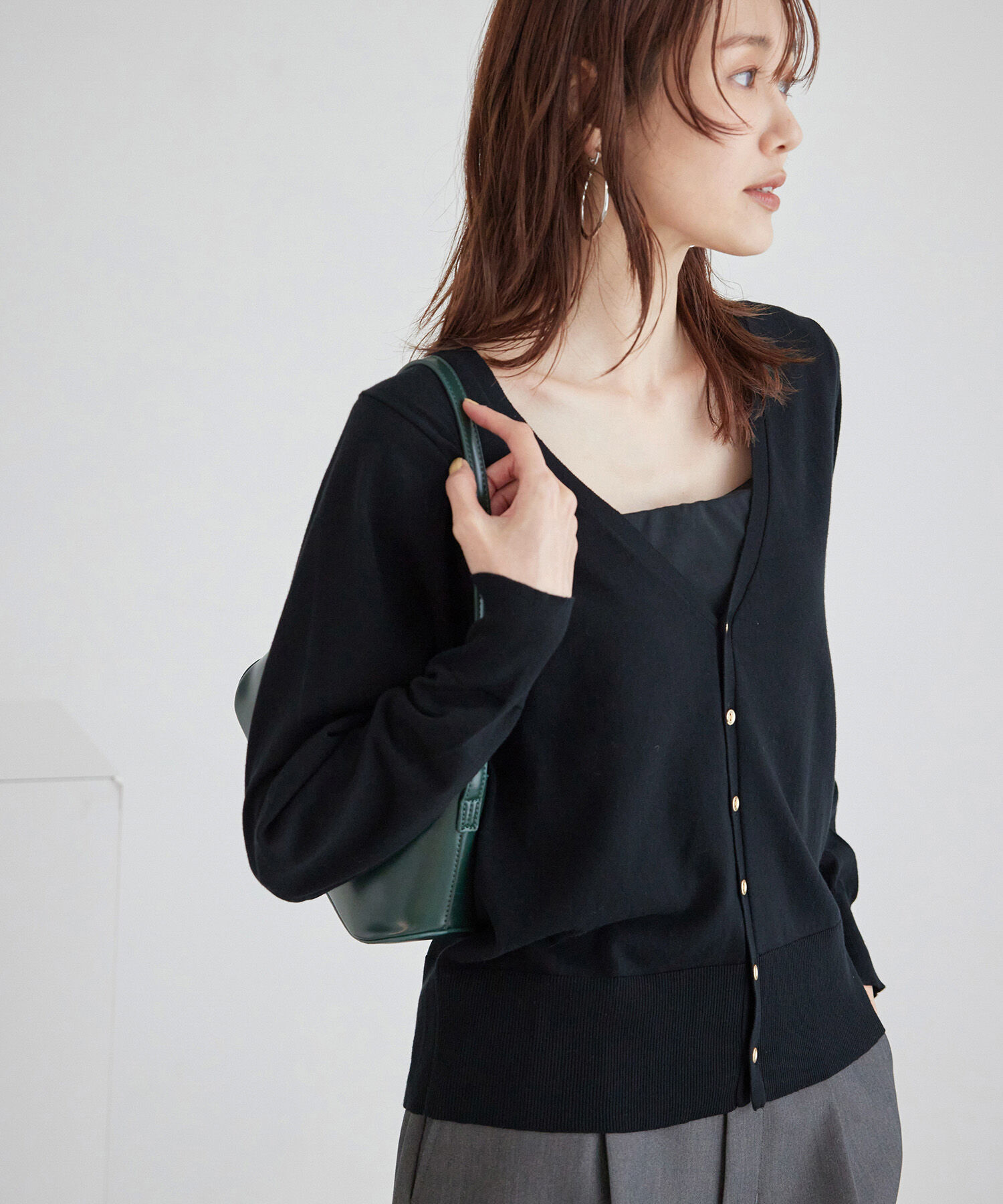 Rope&rsquo;Picnic「総針ニットニットカーディガン」|カーディガン|ブラック(01)