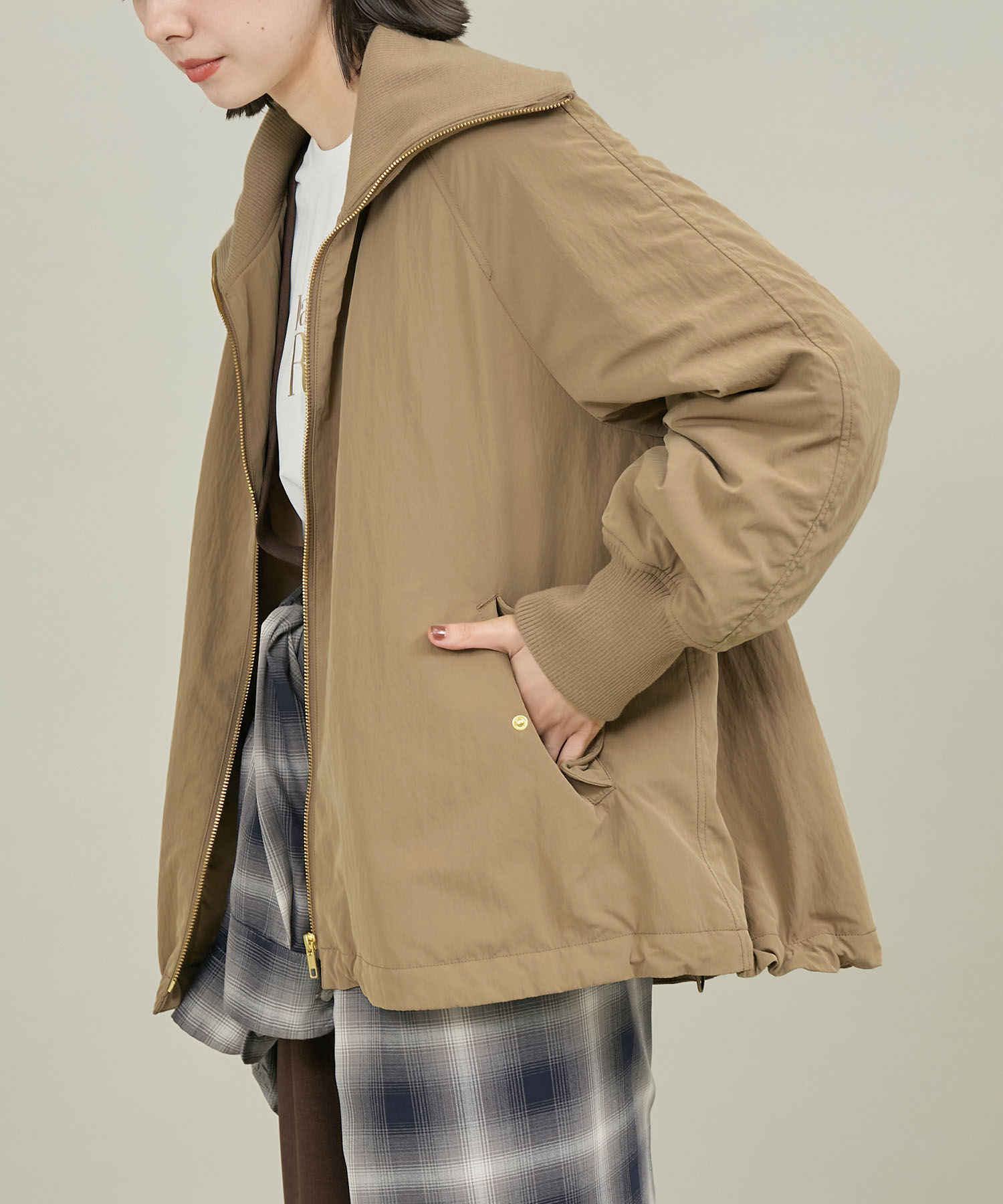 ROPE' PICNIC R「撥水・花粉ガード/中わたスタンドカラーショートブルゾン」|ブルゾン・スタジャン|