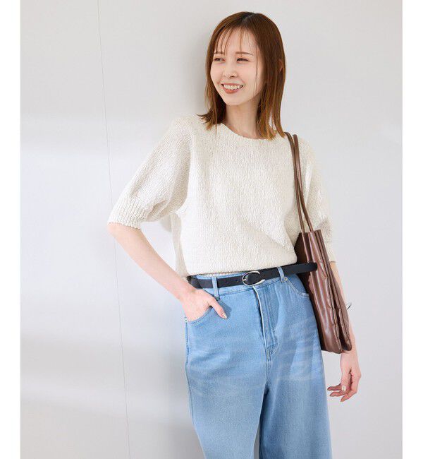 Rope&rsquo;Picnic「ラメ混綿ニットハーフスリーブプルオーバー」|ニット・セーター|