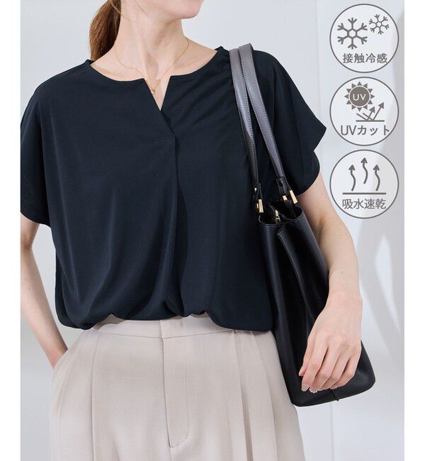 Rope&rsquo;Picnic「カットジョーゼットスキッパートップス」|Tシャツ・カットソー|ネイビー(40)