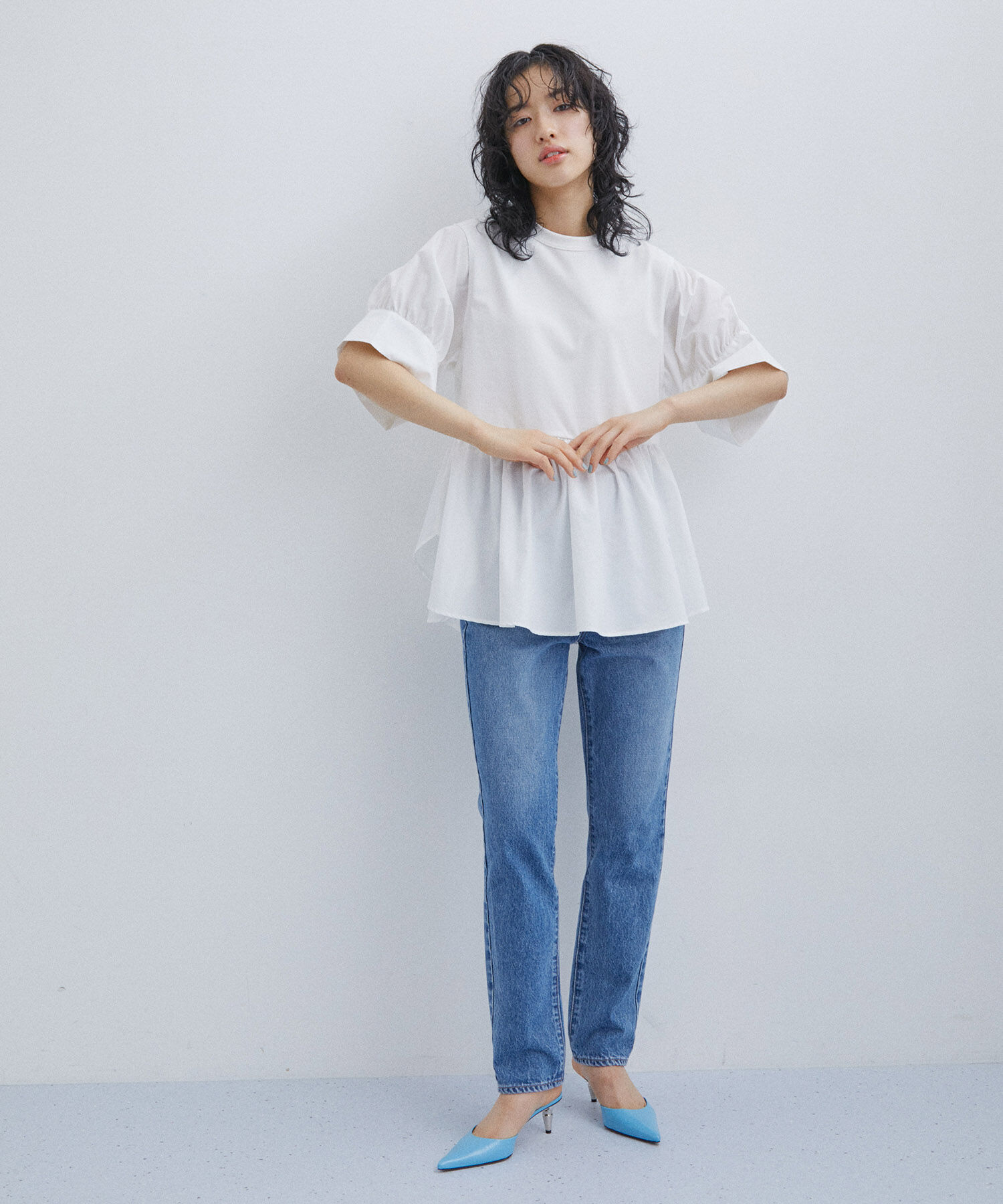 ADAM ET ROPE'「【再入荷・サステナブル・洗える・UVカット】バウンスカフスプルオーバー」|Tシャツ・カットソー|