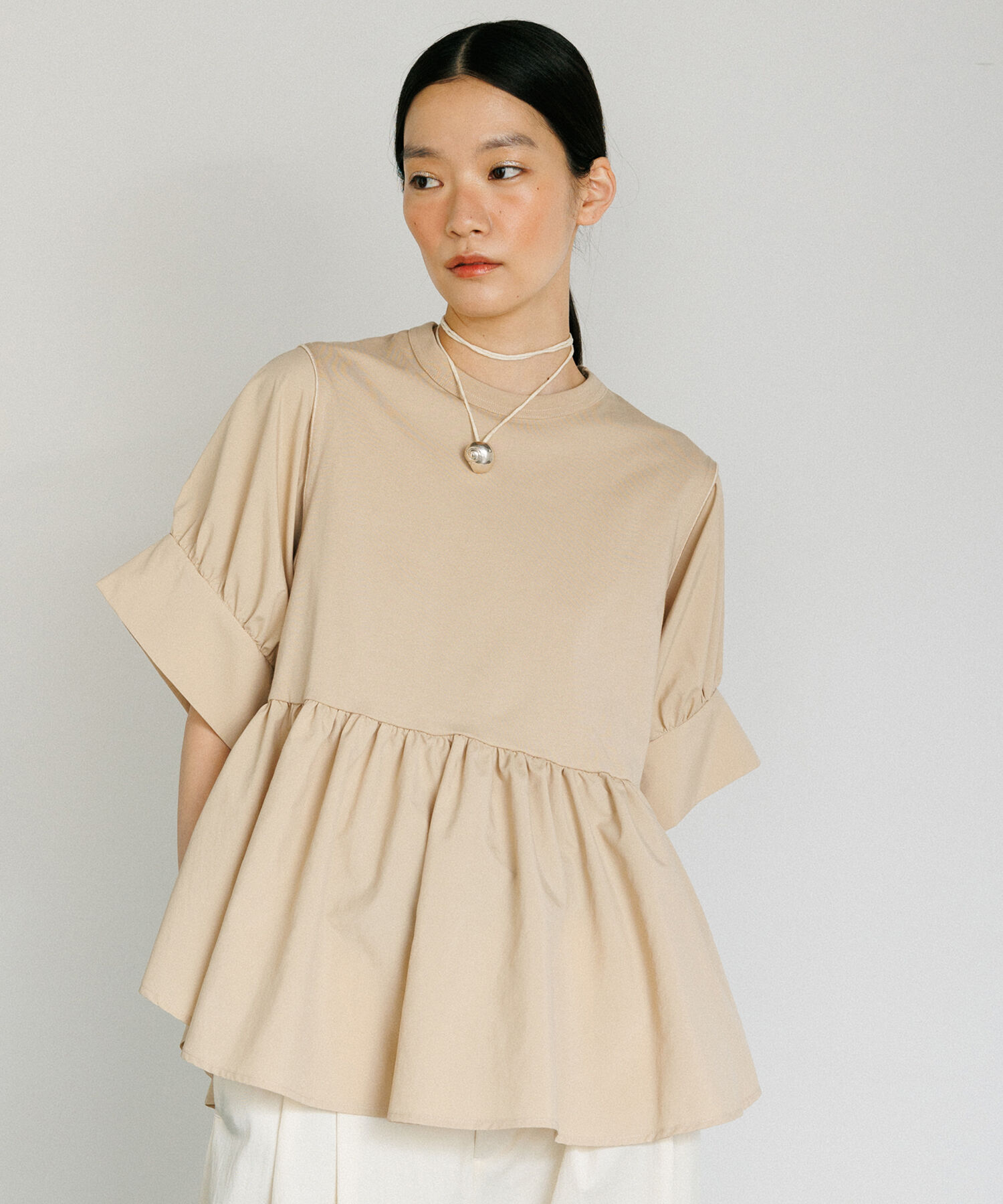 ADAM ET ROPE'「【再入荷・サステナブル・洗える・UVカット】バウンスカフスプルオーバー」|Tシャツ・カットソー|