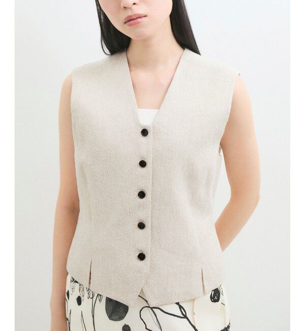 ADAM ET ROPE'「リネンMIXショートジレ」|ベスト・ジレ|