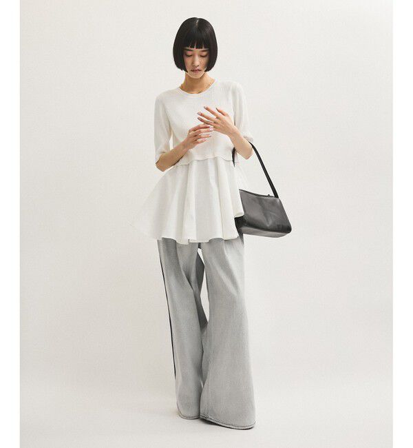 ADAM ET ROPE'「ペプラムコンビハーフスリーブニット」|ニット・セーター|