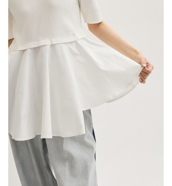 ADAM ET ROPE'「ペプラムコンビハーフスリーブニット」|ニット・セーター|