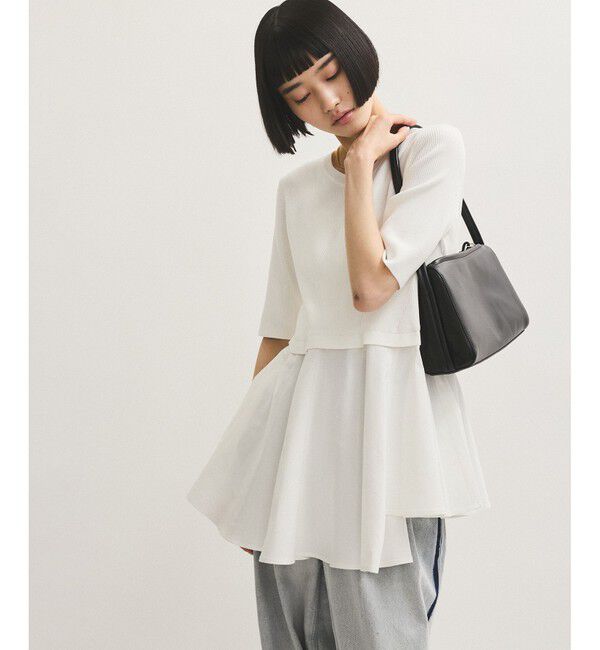 ADAM ET ROPE'「ペプラムコンビハーフスリーブニット」|ニット・セーター|