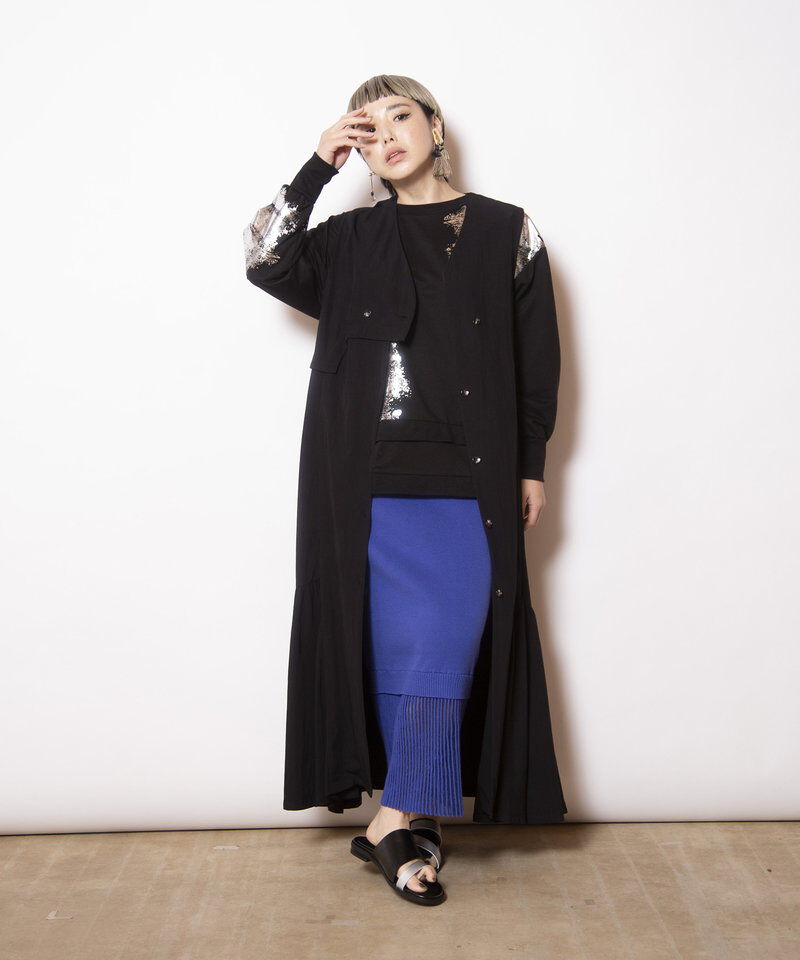  「アシンメトリーロングジレ」|ベスト・ジレ|