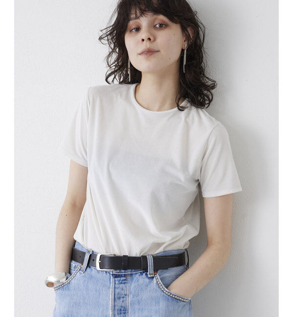 THE PAUSE「【THE PAUSE】ベロアコンパクトTシャツ」|Tシャツ・カットソー|オフホワイト