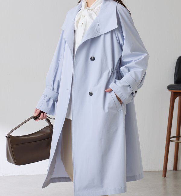  「【手洗いできる/撥水/軽量/ストレッチ】撥水スタンドネックコート」|その他|サックスブルー