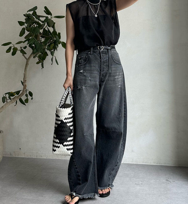  「【ベストセラーアイテム】ダメージカーブデニム」|デニム|