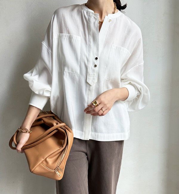  「【新色追加】リブブルゾン風シャツ」|シャツ・ブラウス|