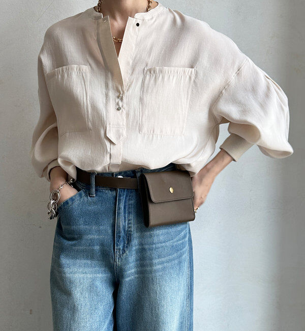  「【新色追加】リブブルゾン風シャツ」|シャツ・ブラウス|