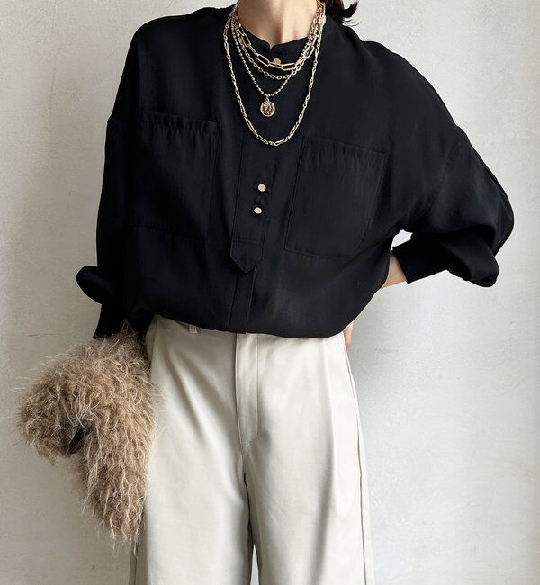  「【新色追加】リブブルゾン風シャツ」|シャツ・ブラウス|