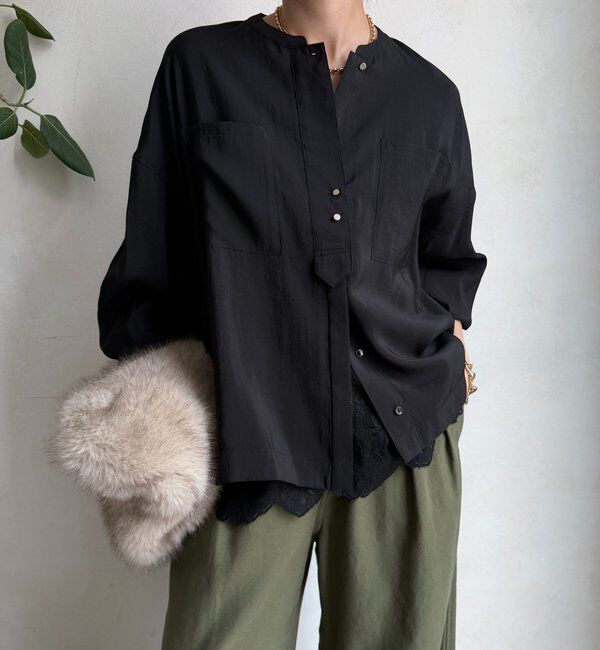  「【新色追加】リブブルゾン風シャツ」|シャツ・ブラウス|