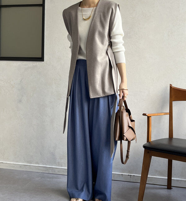  「【新色追加】ウール調サイドスリットジレ」|ベスト・ジレ|