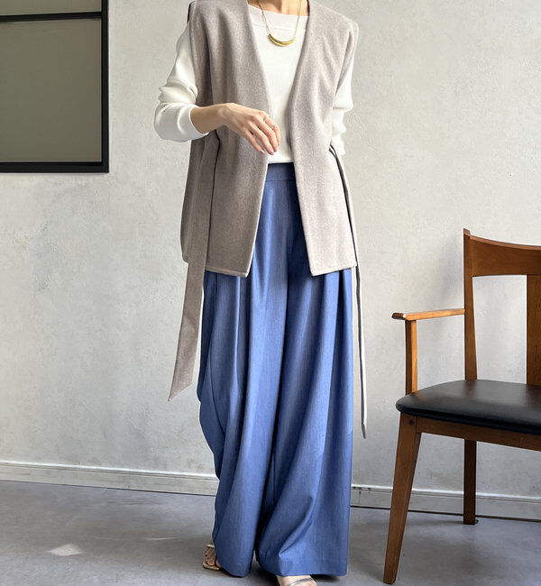  「【新色追加】ウール調サイドスリットジレ」|ベスト・ジレ|