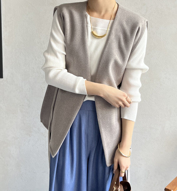 「【新色追加】ウール調サイドスリットジレ」|ベスト・ジレ|
