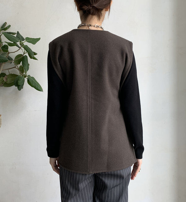  「【新色追加】ウール調サイドスリットジレ」|ベスト・ジレ|