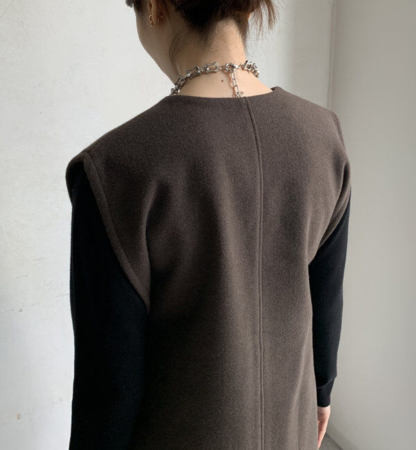  「【新色追加】ウール調サイドスリットジレ」|ベスト・ジレ|