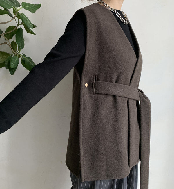  「【新色追加】ウール調サイドスリットジレ」|ベスト・ジレ|