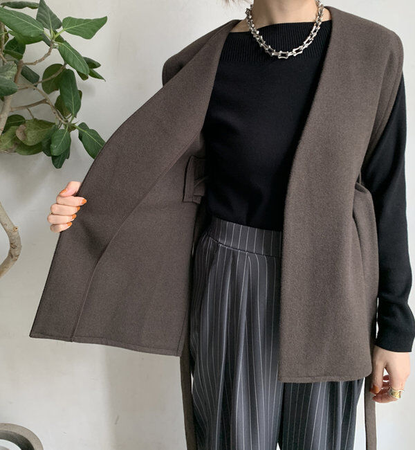  「【新色追加】ウール調サイドスリットジレ」|ベスト・ジレ|