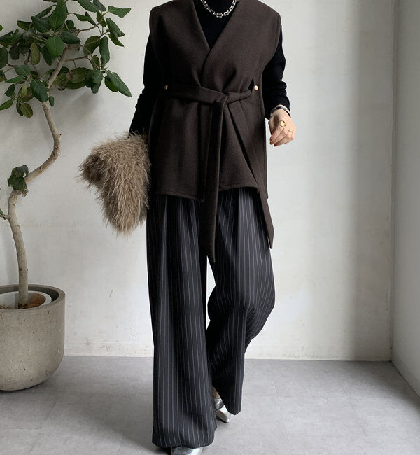  「【新色追加】ウール調サイドスリットジレ」|ベスト・ジレ|