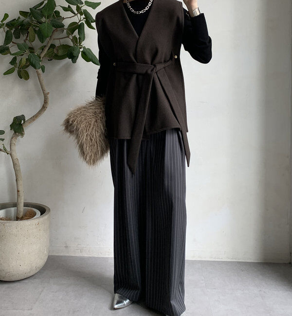  「【新色追加】ウール調サイドスリットジレ」|ベスト・ジレ|