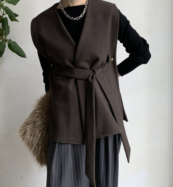  「【新色追加】ウール調サイドスリットジレ」|ベスト・ジレ|