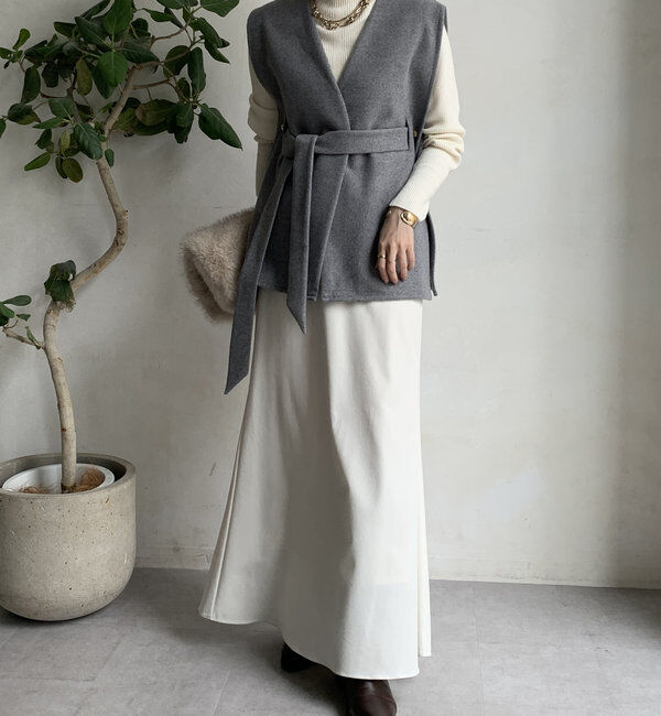  「【新色追加】ウール調サイドスリットジレ」|ベスト・ジレ|