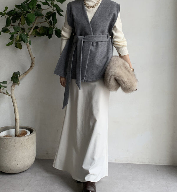  「【新色追加】ウール調サイドスリットジレ」|ベスト・ジレ|