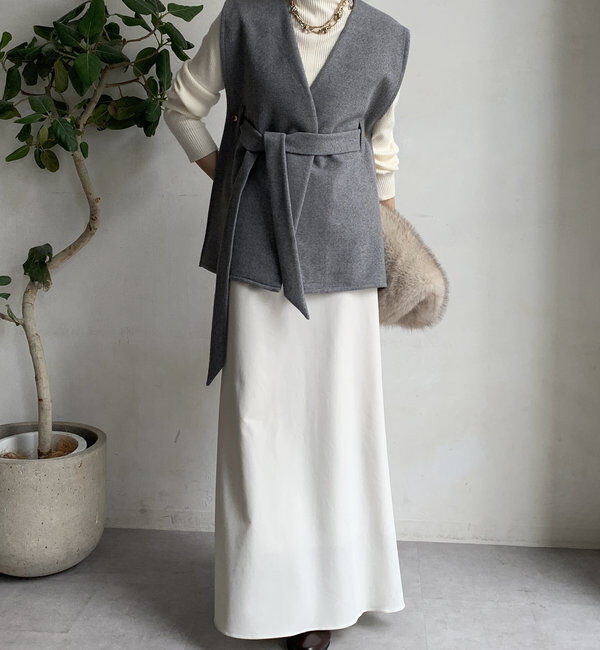  「【新色追加】ウール調サイドスリットジレ」|ベスト・ジレ|