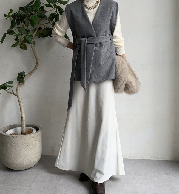  「【新色追加】ウール調サイドスリットジレ」|ベスト・ジレ|