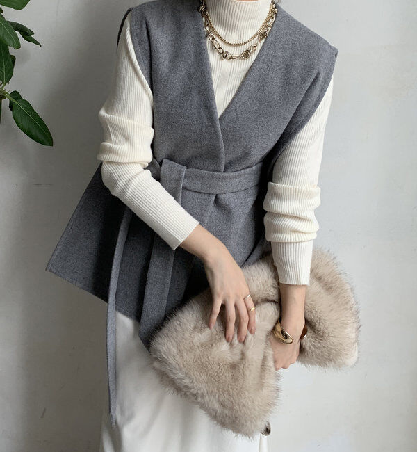  「【新色追加】ウール調サイドスリットジレ」|ベスト・ジレ|