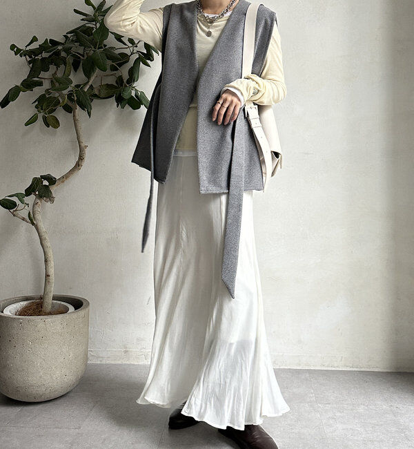  「【新色追加】ウール調サイドスリットジレ」|ベスト・ジレ|