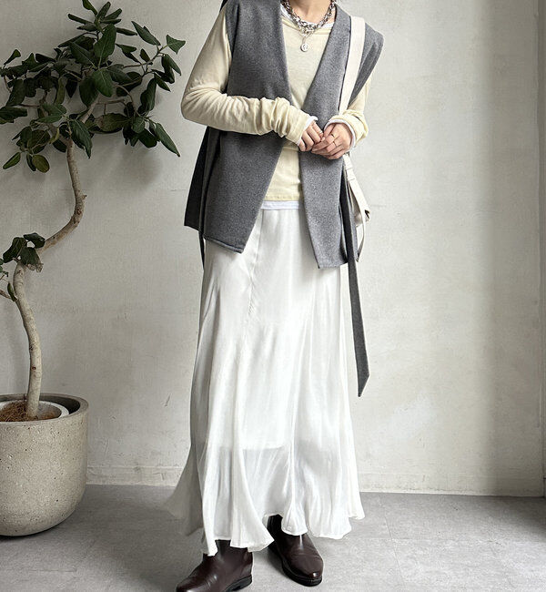  「【新色追加】ウール調サイドスリットジレ」|ベスト・ジレ|
