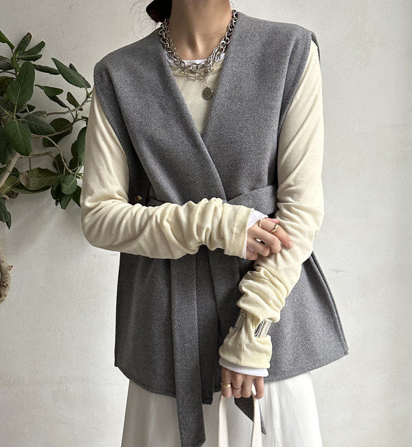  「【新色追加】ウール調サイドスリットジレ」|ベスト・ジレ|