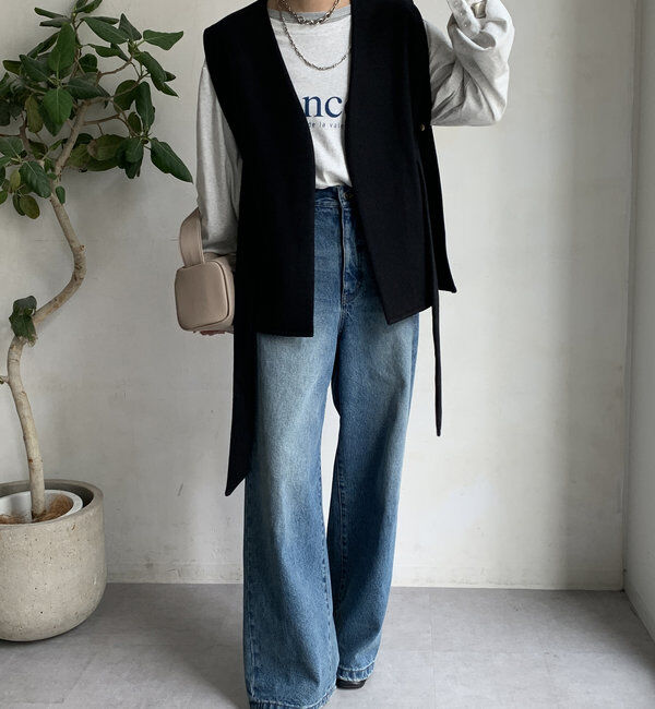  「【新色追加】ウール調サイドスリットジレ」|ベスト・ジレ|