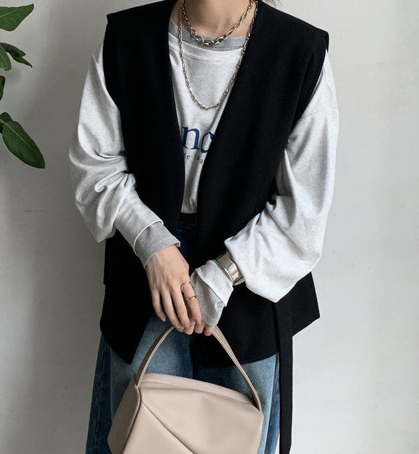  「【新色追加】ウール調サイドスリットジレ」|ベスト・ジレ|