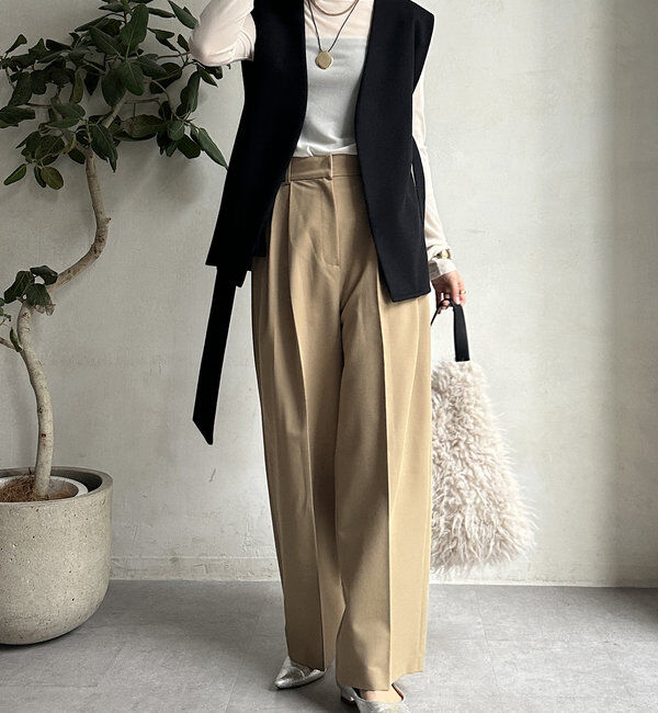  「【新色追加】ウール調サイドスリットジレ」|ベスト・ジレ|