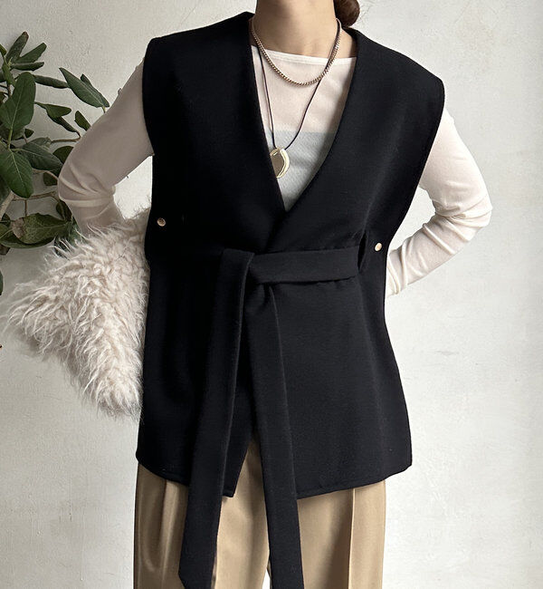  「【新色追加】ウール調サイドスリットジレ」|ベスト・ジレ|