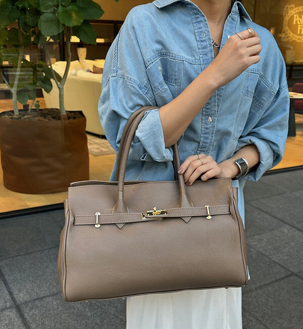  「【新色追加】レザートートバッグ」|トートバッグ|ベージュ