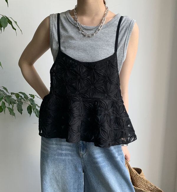  「【WEB限定】チュールフラワーキャミ」|シャツ・ブラウス|