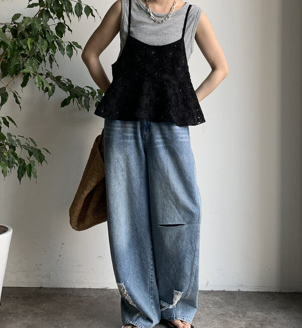  「【WEB限定】チュールフラワーキャミ」|シャツ・ブラウス|