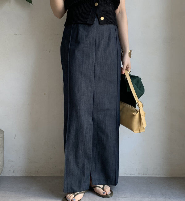  「【一部WEB限定カラー】リヨセルデニムボックスピンタックスカート」|スカート|