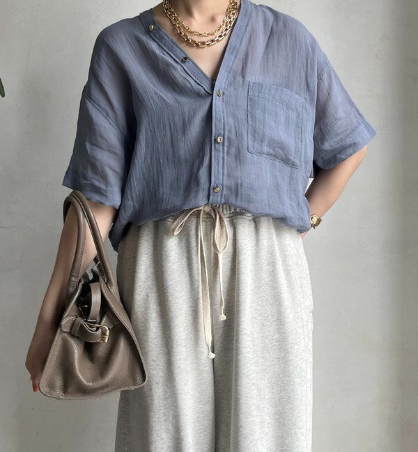  「リヨセルリネン半袖VVシャツ」|シャツ・ブラウス|