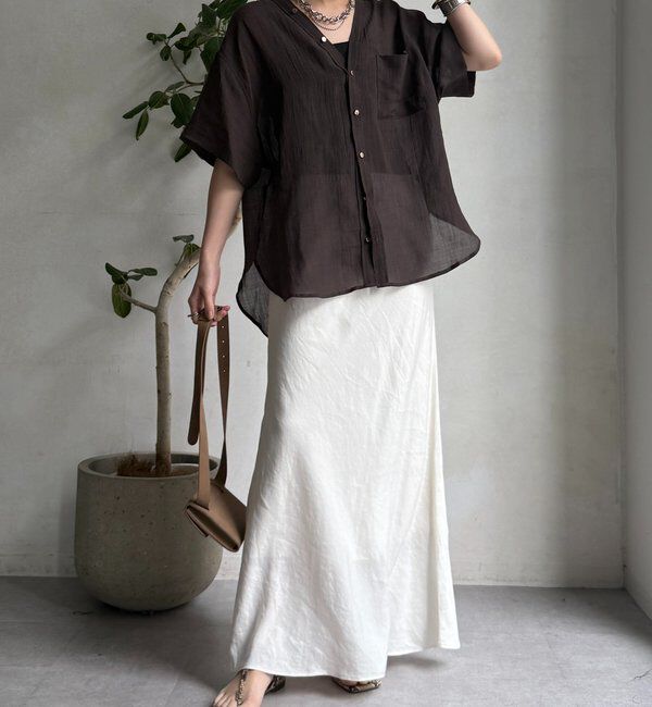  「リヨセルリネン半袖VVシャツ」|シャツ・ブラウス|