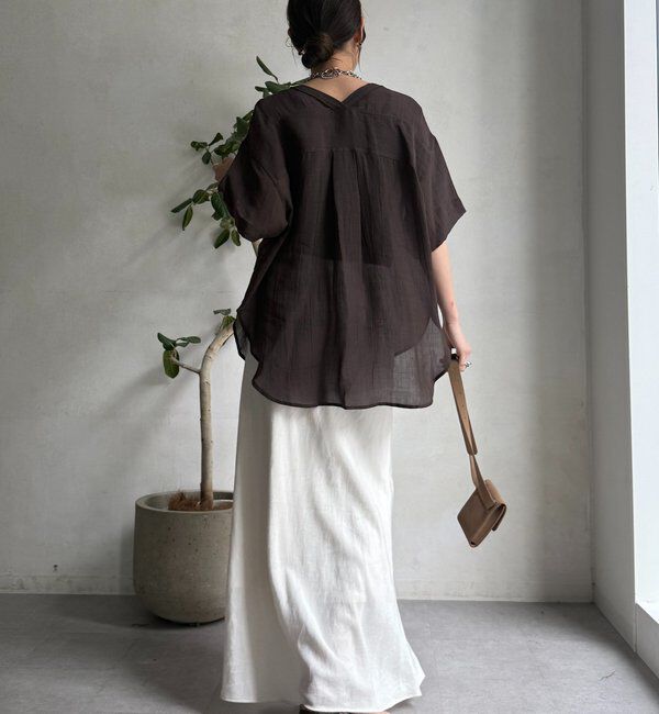  「リヨセルリネン半袖VVシャツ」|シャツ・ブラウス|