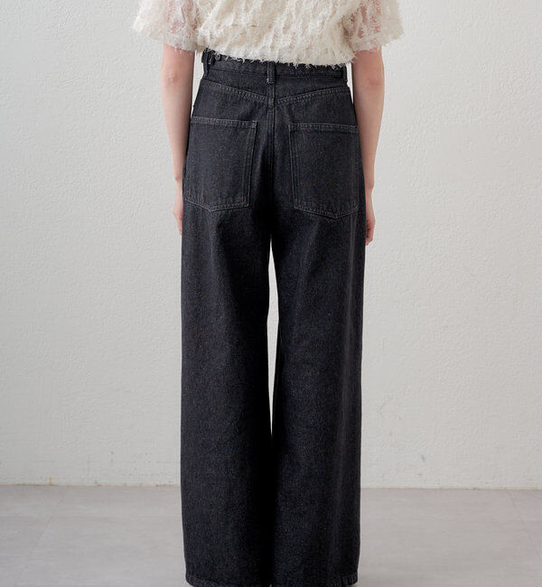  「【3サイズ】デニムタックワイドパンツ」|デニム|